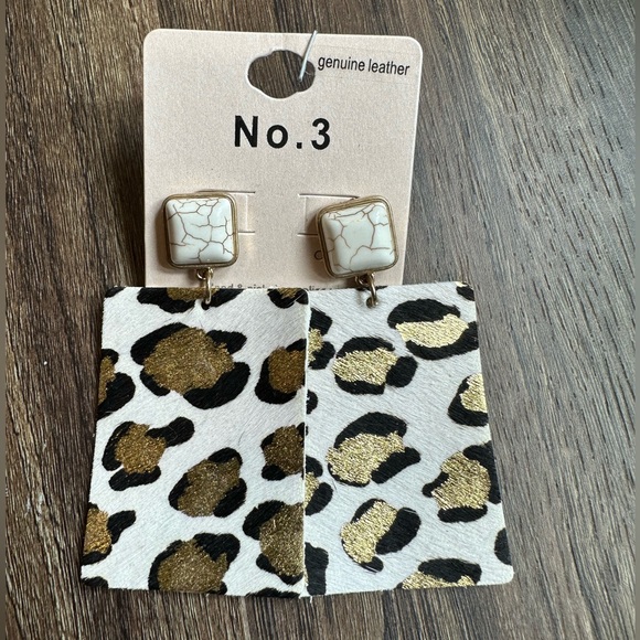 Genuine leather earrings.  Statement earrings. - Picture 1 of 2